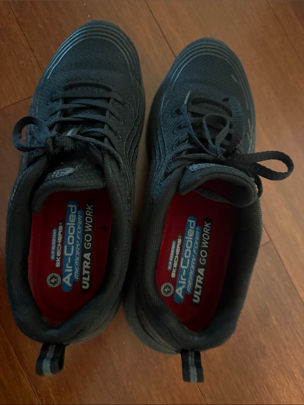 Skechers Men’s Black Athletic Work Sneakers with Red Insole